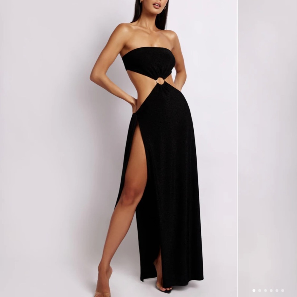 Strapless Shimmer Dress - Black Shimmer by Meshki. Size small